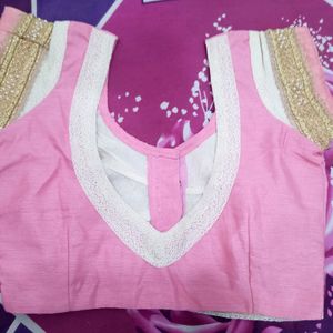 New Pretty Pink Stylish Saree With Blouse