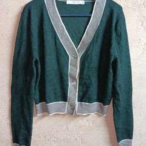 Beautiful Crop Top Sweater Cardigan Green