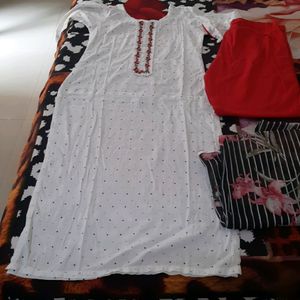 White Kurta With Black Dot.