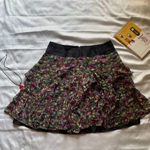 Y2K Pinterest Multi Printed Ruffle Mini Skirt