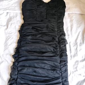 New With Tag! Black Ruched Bodycon Dress