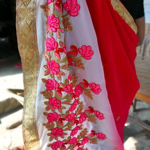 Red N White Saree