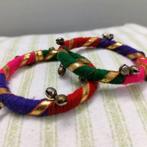 Multicolored Bangles With Little Bells