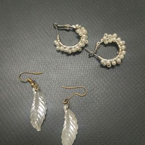 Pearls Earrings And Leaf Hangings