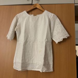 Embroidered cotton top