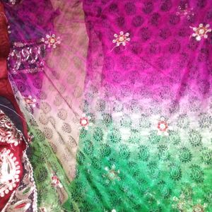 Colourful Saree With Stitched Blouse