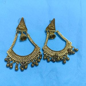 Golden Oxidised Drop Earings