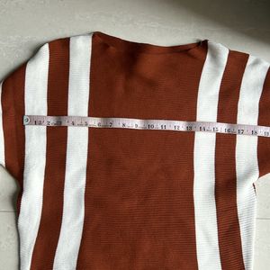 Brown top with white stripes