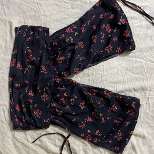 V Deep Neck Black Floral Top