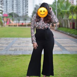 Kassually Animal Printed Black Jumpsuit