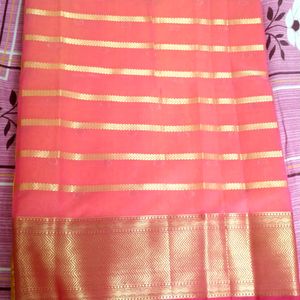 Yellow and Pink Silk Saree