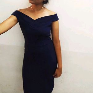 Bodycon Off shoulder Blue Dress