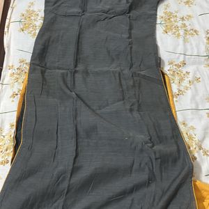 Grey And Mustard Kurta Set