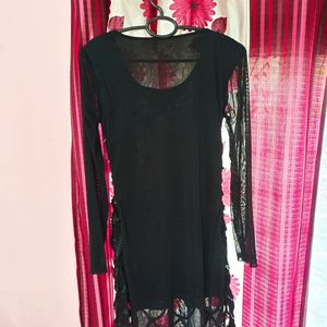 Black A Line Slim Fit Kurti