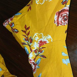 Floral Printed Mustard Colour Top