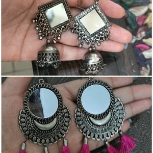 Combo Of 2 Ethnic Jhumke Mirror Earrings✨