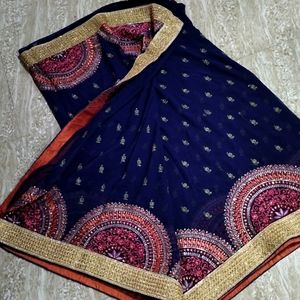 Eambradary Stone Work Chiffon Saree