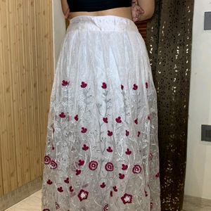 White Printed Ethnic Skirt