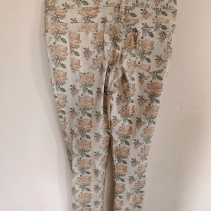 Floral Beige Trouser - 32