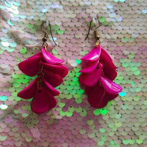Fuchsia Petal Drop Earrings