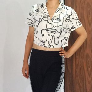 SHEIN Abstract Print Croppie Top