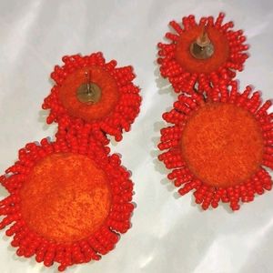 Two Red Earring Studs For Girl Or Woman