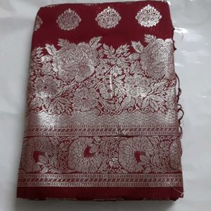 Maroon Silver Stone Saree