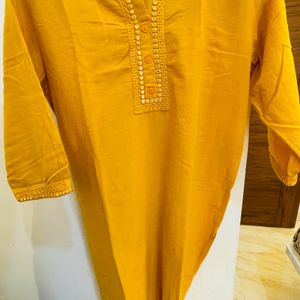 XL | Cotton kurti | Mustard Yellow