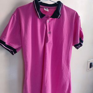 Pink Polo Type Tshirt With Collor