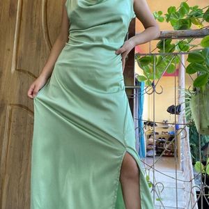 Green Satin Dress