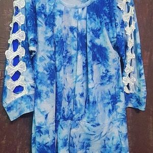 Denim Print Long Top