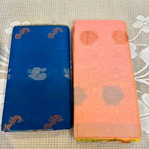2 Combo Handloom Cotton - Peach & Blue 🍑💙
