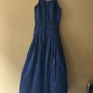 Blue Raw Silk Gown