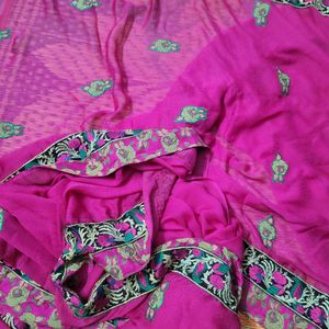 Pink Jeorjet Saree