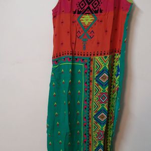 Green Multicolored Kurta