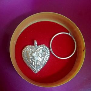 Pure Silver Locket With 2 Ring  Free