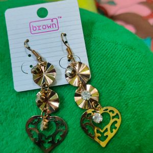 Fancy Heart Shape Gold Plated Earring