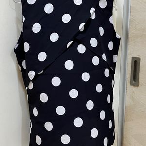 SASSAFRAS- Navy Blue N White Polka Dot Top C