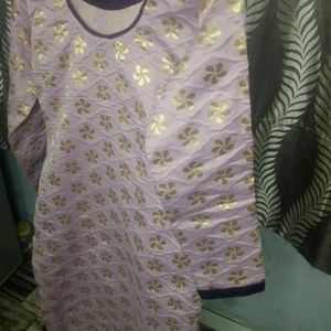 Pink Purple Banarasi Kurta Pant & Dupatta