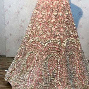 Peach Lehenga Choli Diamond Work