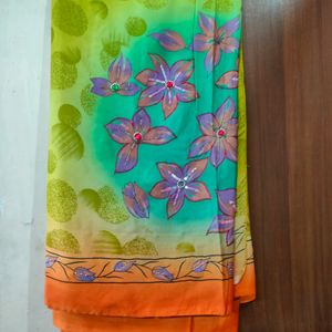 Parrot Green Saree