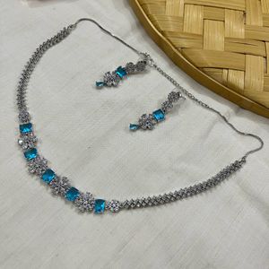 Cubic zirconia Necklace Set With Earring