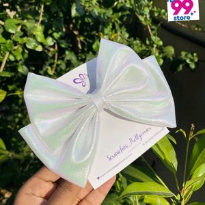 Holographic Rainbow  Double Layared Bow Clip