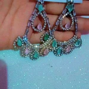 Beautiful Green Pink Diamond Earrings