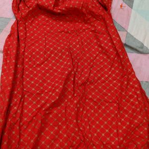 Black Anarkali Kurta With Red Shrug