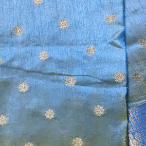 #PriceDrop Dual Tone Blue Gold Soft Silk Saree