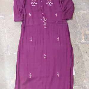 Purple Embroidery Kurti