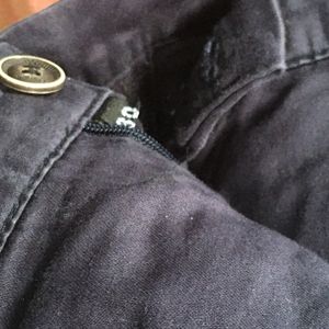 2 pants, one dark blue cotton and one black pant - 30 size