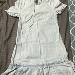 Short Denim dress With Frill At The Bottom