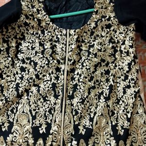 Black Embroidered Kurta With Sharara